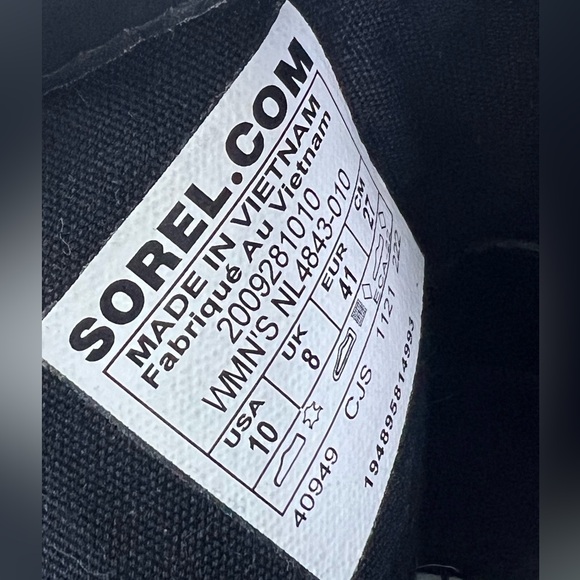 SOREL Lennox Leather Lace STKD Boot in Black Sea Salt NWT NO BOX Size:10 Women’s - Picture 14 of 15